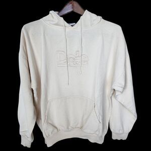 Vintage Dole Fruit Embroidered Hoodie Sweatshirt Cream Off-White 100% Cotton